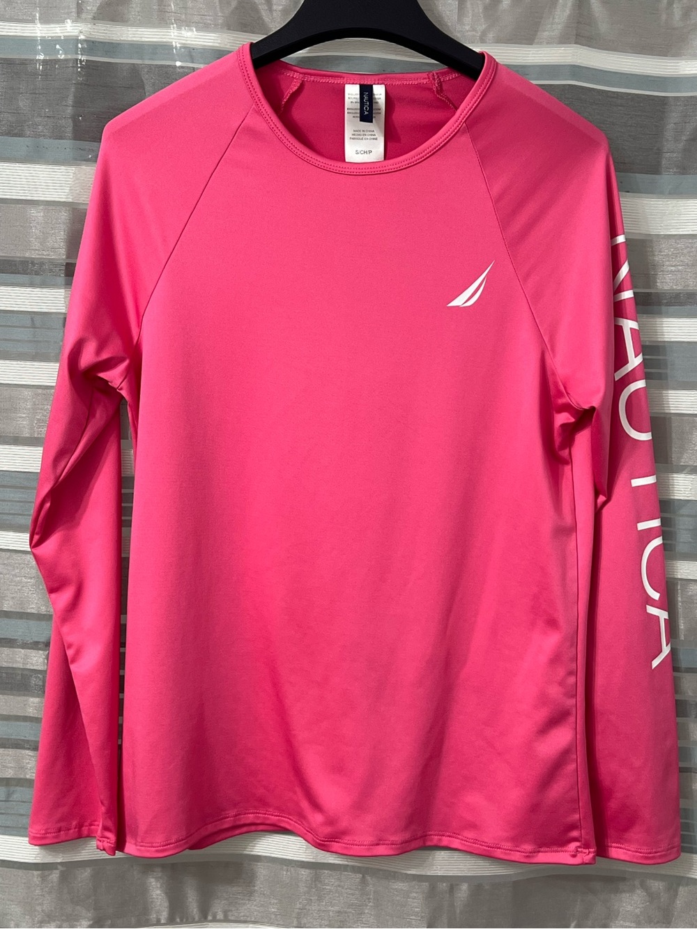 Nautica Women's Long-Sleeve Pink Rash Guard Swim Shirt